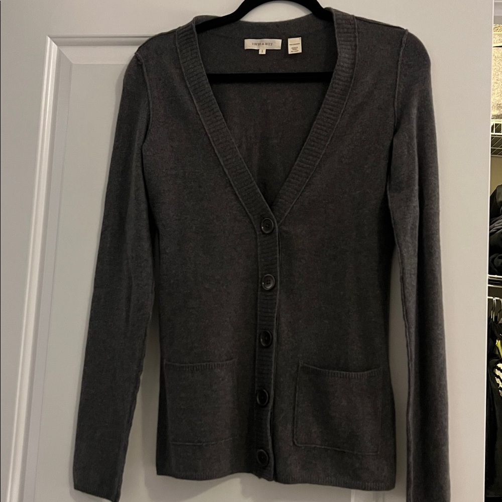 Inhabit Charcoal Knit fitted Cardigan